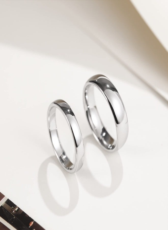 Greenpod 6mm Silver Tungsten Carbide Ring for Men Women Wedding Band High Polished Shiny Domed Comfort Fit Size 7.5 - Image 2